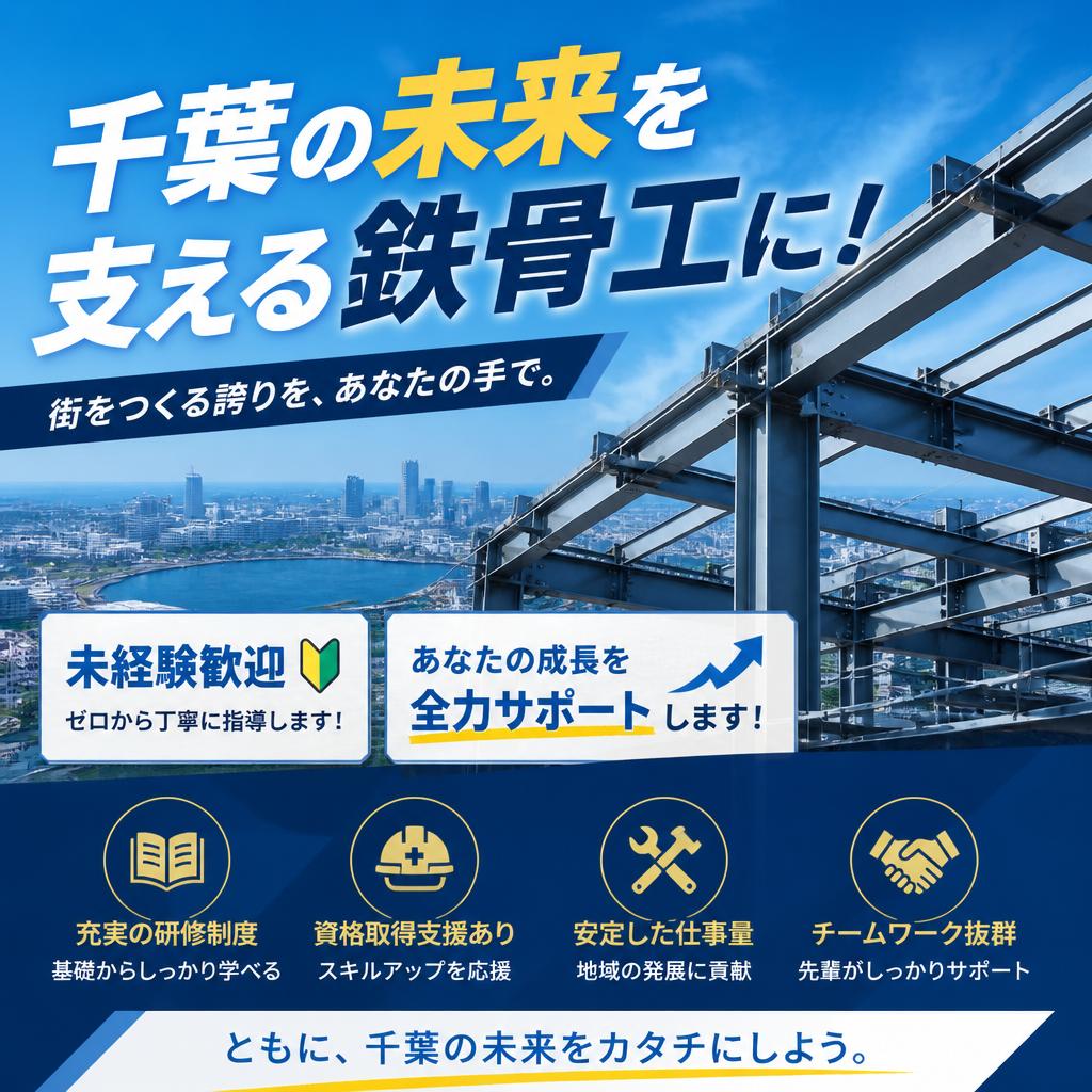 千葉の未来を支える鉄骨工に！未経験歓迎、あなたの成長を全力サポートします！
