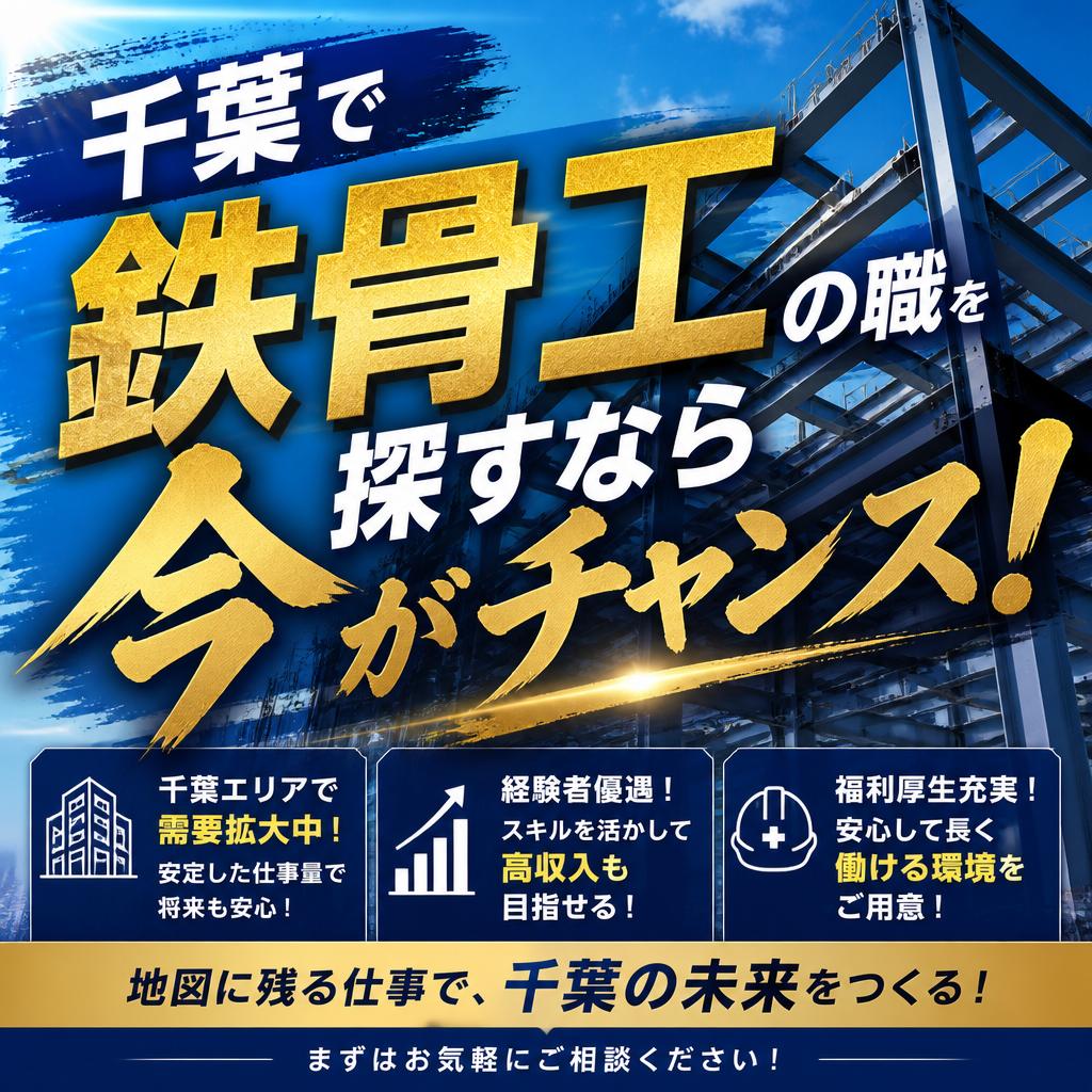 千葉で鉄骨工の職を探すなら今がチャンス！