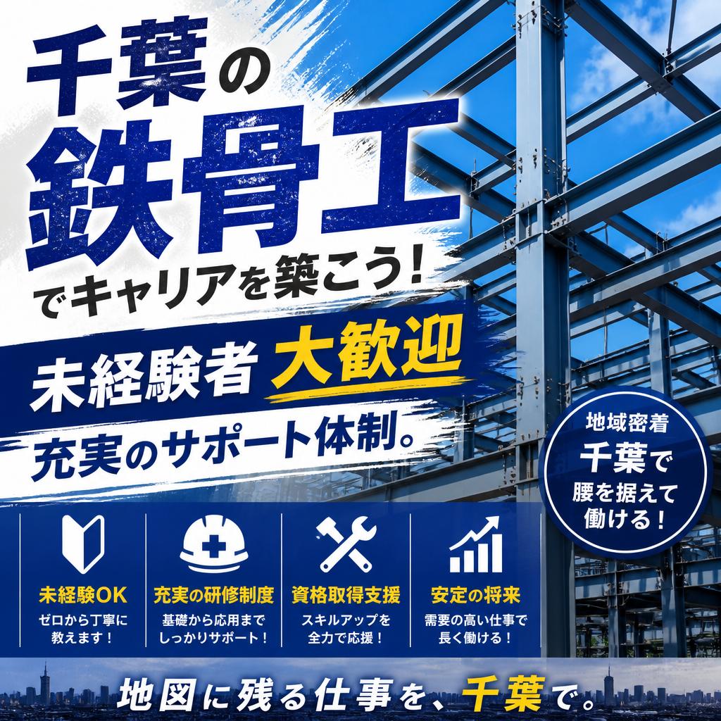 千葉の鉄骨工でキャリアを築こう！未経験者大歓迎、充実のサポート体制。
