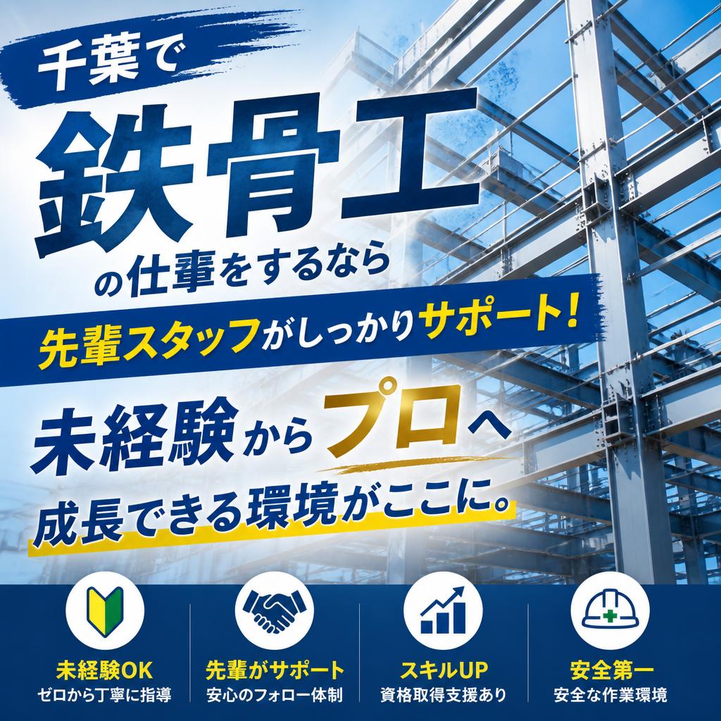 千葉で鉄骨工の仕事をするなら先輩スタッフがしっかりサポート！未経験からプロへ成長できる環境がここに。