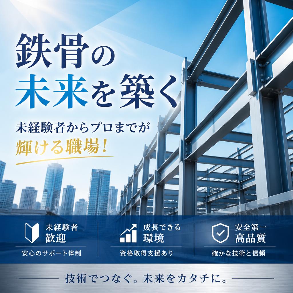 鉄骨の未来を築く、未経験者からプロまでが輝ける職場！