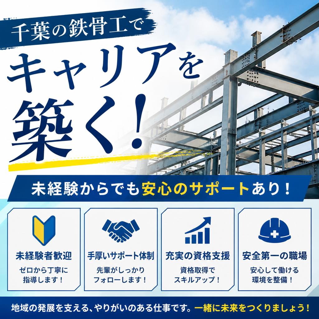千葉の鉄骨工でキャリアを築く！未経験からでも安心のサポートあり！