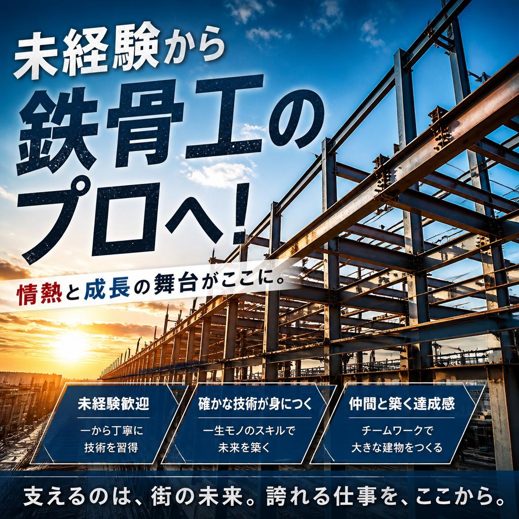 未経験から鉄骨工のプロへ！情熱と成長の舞台がここに。