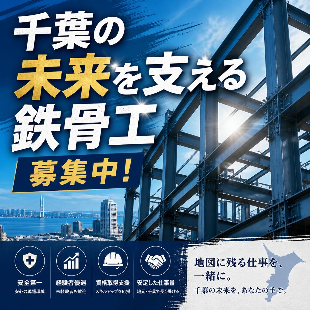 千葉の未来を支える鉄骨工募集中！