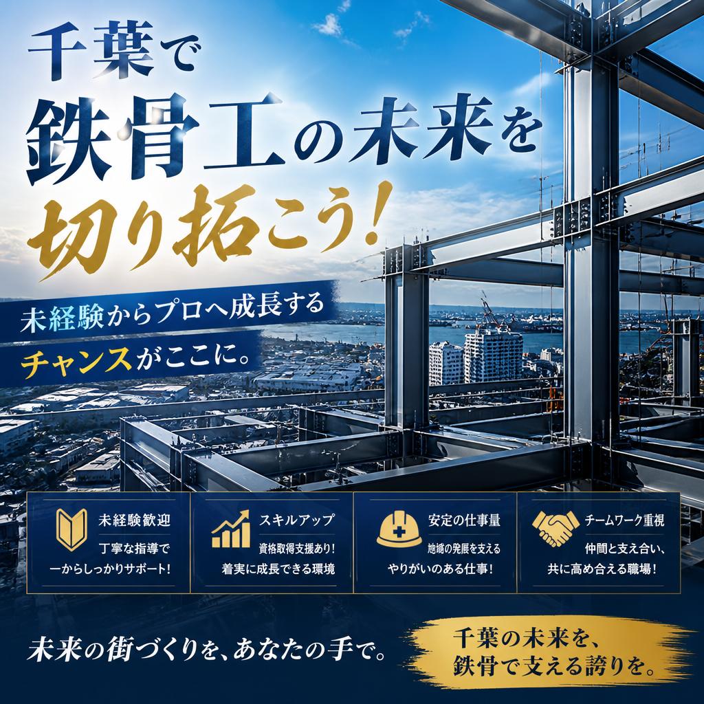 千葉で鉄骨工の未来を切り拓こう！未経験からプロへ成長するチャンスがここに。