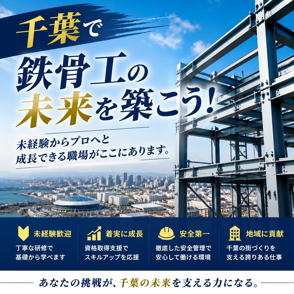 千葉で鉄骨工の未来を築こう！未経験からプロへと成長できる職場がここにあります。