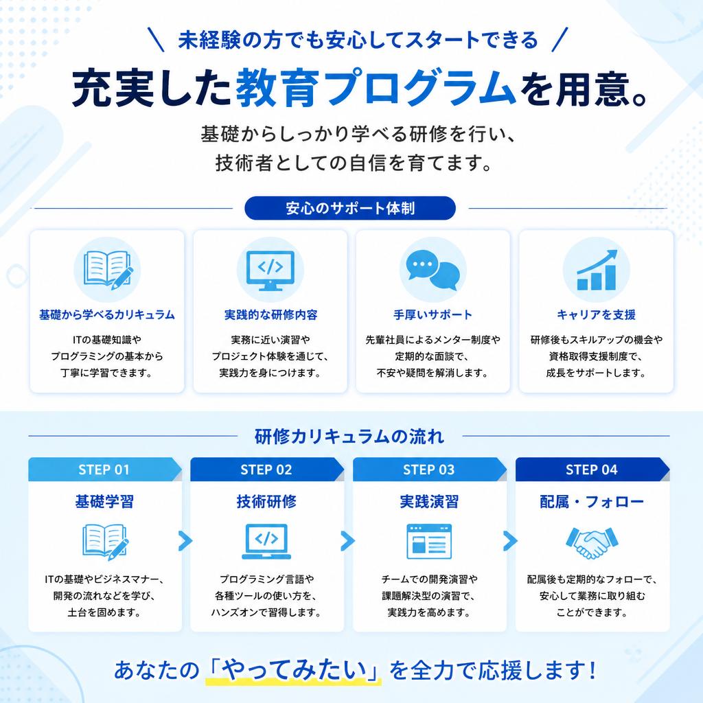 未経験者歓迎！安心の教育制度